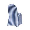 YOUR CHAIR COVERS - 6 Pack Stretch Spandex Chair Covers Striped - Royal Blue and White, Wedding Slip, Premium Quality view 3
