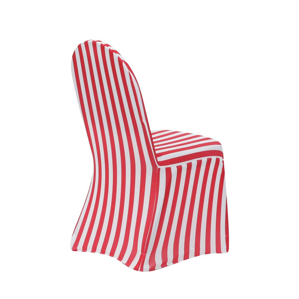 YOUR CHAIR COVERS - 6 Pack Stretch Spandex Chair Bands Striped - Red and White, Wedding Slip, Premium Quality