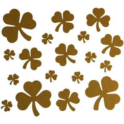 LiteMark Gold Shamrock Stickers, Pack of 18 Assorted Sizes, Durable Vinyl Decals for Outdoor & Indoor Use, Clover Stickers for Equipment, Helmets, Toolboxes, Laptops & Irish-Themed Decor