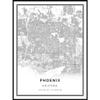 Phoenix map poster print | Modern black and white wall art | Scandinavian home decor | Arizona City prints artwork | Fine art posters 20x30 view 1