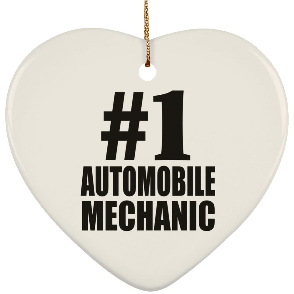 Designsify Christmas Tree Decoration, Number One #1 Automobile Mechanic, Heart Ornament, Gifts for Birthday Anniversary Valentines Mom Mothers Fathers Day Party, to Men Women Him Her Friend Mom