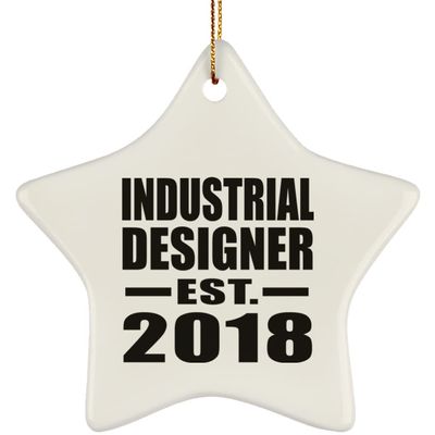 Designsify Christmas Tree Decoration, Industrial Designer Established EST. 2018, Star Ornament, Gifts for Birthday Anniversary Valentines Mom Mothers Fathers Day Party, to Men Women Him Her
