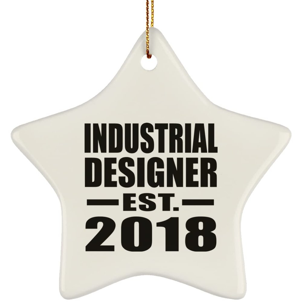 Designsify Christmas Tree Decoration, Industrial Designer Established EST. 2018, Star Ornament, Gifts for Birthday Anniversary Valentines Mom Mothers Fathers Day Party, to Men Women Him Her