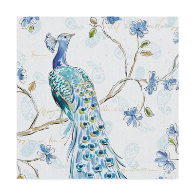 Peacock Allegory III White by Daphne Brissonnet, 18x18-Inch