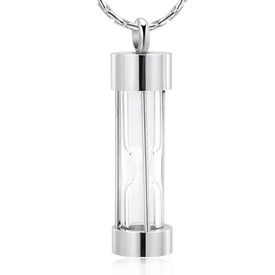 constantlife Cremation Jewelry for Ashes Mini Time Hourglass Glass Pendant Memorial Urn Necklace Keepsake Jewelry for Human Pet Ashes (Silver)
