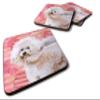 Caroline's Treasures BB9792FC Bichon Frise #2 Love Foam Coaster Set of 4, Red Set of 4 Cup Coasters for Indoor Outdoor, Tabletop Protection, Anti Slip, Mouse pad Material view 1