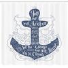 Ambesonne Anchor Shower Curtain, Doodle Style Maritime Motif with Swirls and Curls Words Design, Cloth Fabric Bathroom Decor Set with Hooks, 69" W x 75" L, Blue and White view 2