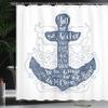 Ambesonne Anchor Shower Curtain, Doodle Style Maritime Motif with Swirls and Curls Words Design, Cloth Fabric Bathroom Decor Set with Hooks, 69" W x 75" L, Blue and White view 3