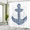 Ambesonne Anchor Shower Curtain, Doodle Style Maritime Motif with Swirls and Curls Words Design, Cloth Fabric Bathroom Decor Set with Hooks, 69" W x 75" L, Blue and White view 4