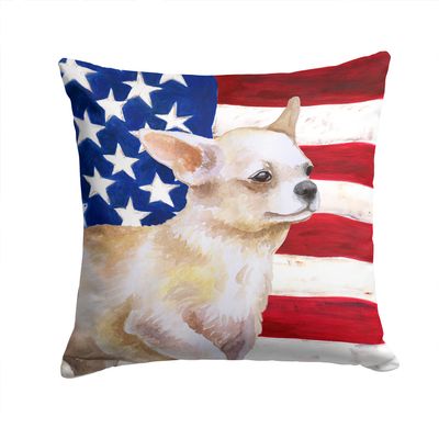 Caroline's Treasures BB9697PW1414 Chihuahua Leg up Patriotic Fabric Decorative Pillow Machine Washable, Indoor Outdoor Decorative Pillow for Couch, Bed or Patio, 14Hx14W