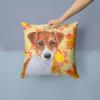 Caroline's Treasures BB9950PW1414 Jack Russell Terrier Fall Fabric Decorative Pillow, Yellow Machine Washable, Indoor Outdoor Decorative Pillow for Couch, Bed or Patio, 14Hx14W view 2