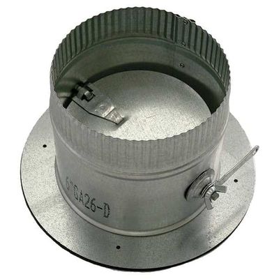 Greenseam Collar W/Damper, 8 in Duct Dia, Galvanized Steel, 24 GA, 10 in W x GR6POCR8GA24D - 1 Each