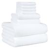 Amazon Basics 100% Cotton Soft Quick-Dry 8-Piece Towel Set, Bath Towels, Hand Towels, Washcloths, White, Compact & Lightweight view 1