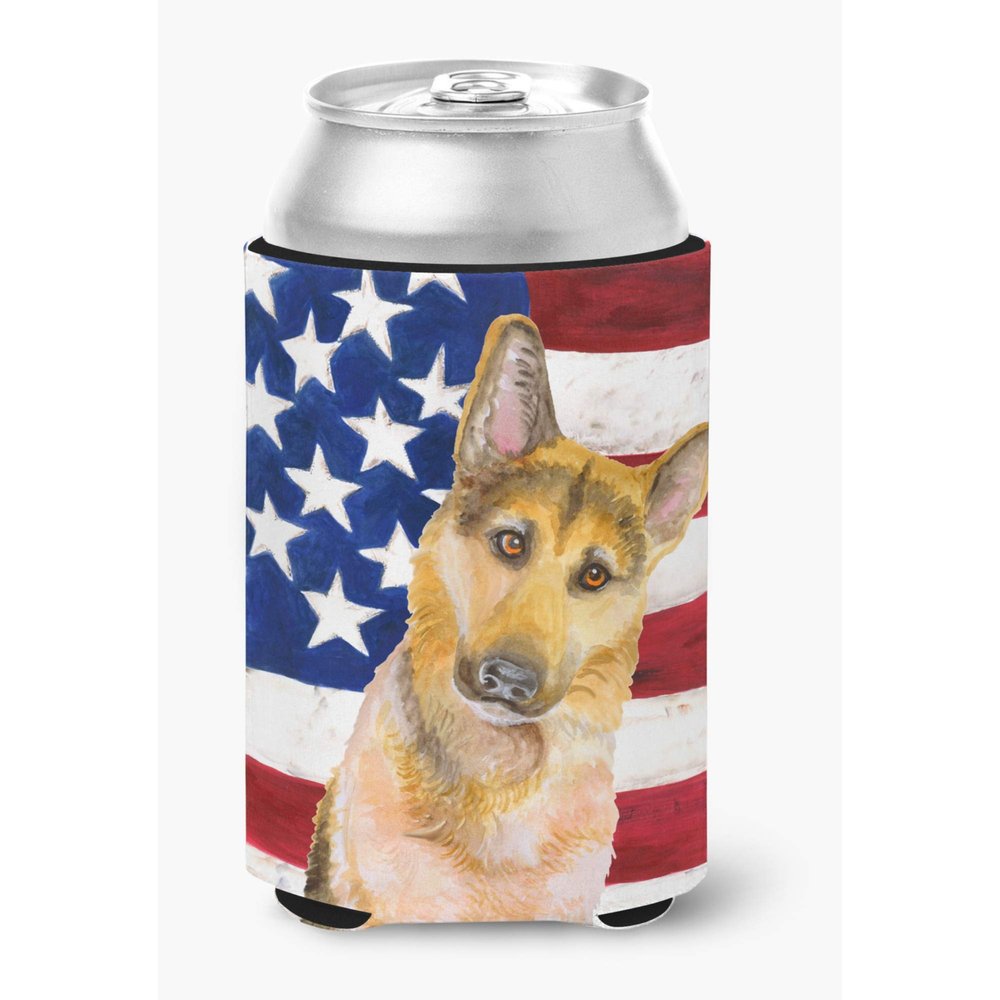 Caroline's Treasures BB9711CC German Shepherd #2 Patriotic Can or Bottle Hugger Cooler Washable Drink Sleeve Collapsible Beverage Insulated Holder, Can Hugger, Multicolor