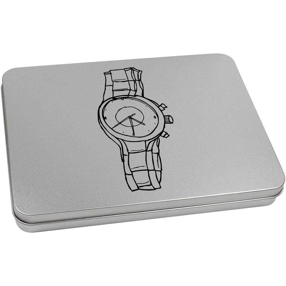 Azeeda 220mm 'Wrist Watch' Metal Hinged Tin/Storage Box (TT00032039)
