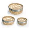 Melrose International Round Woven Tray (Set of 3) 17" D, 20" D, 23.5" D Bamboo/Metal view 1