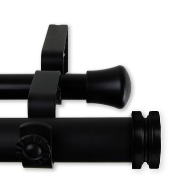 A&F Rod Dcor - Pancake 1" Double Curtain Rod 160-240 inch - Black