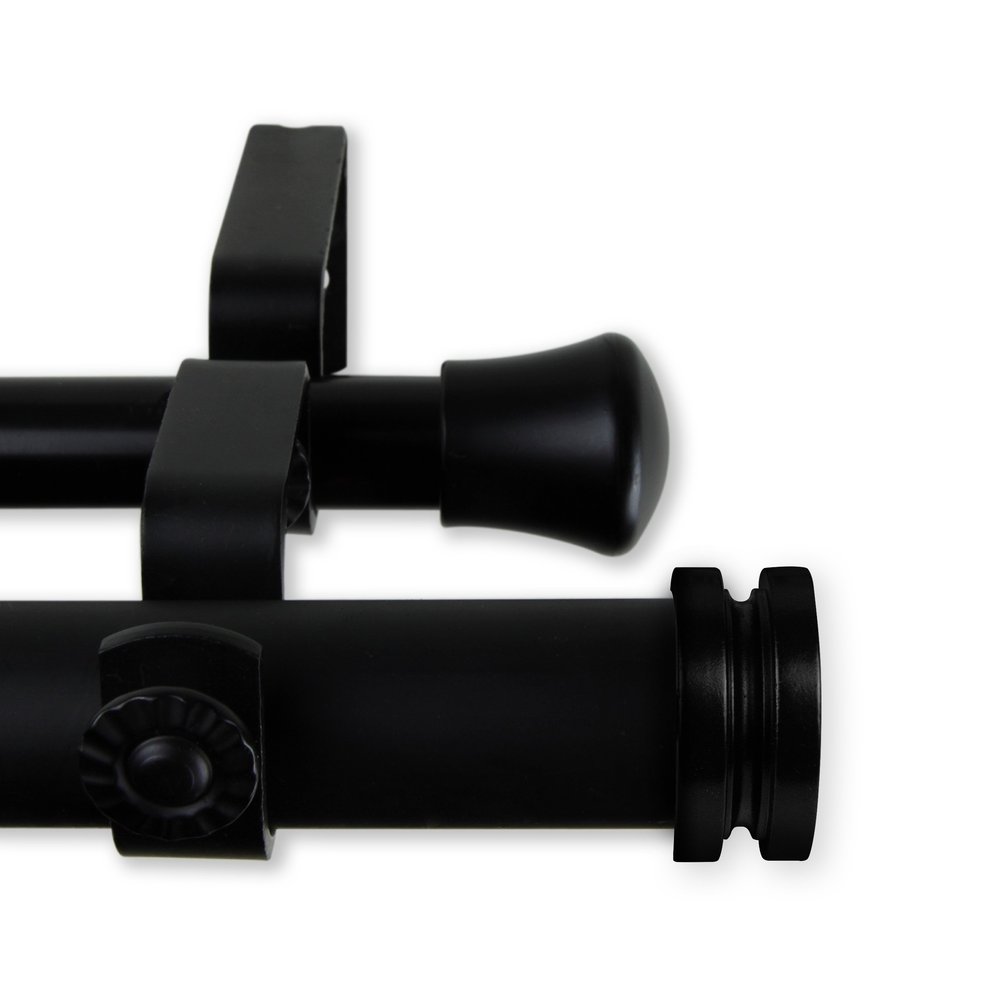 A&F Rod Dcor - Pancake 1" Double Curtain Rod 160-240 inch - Black