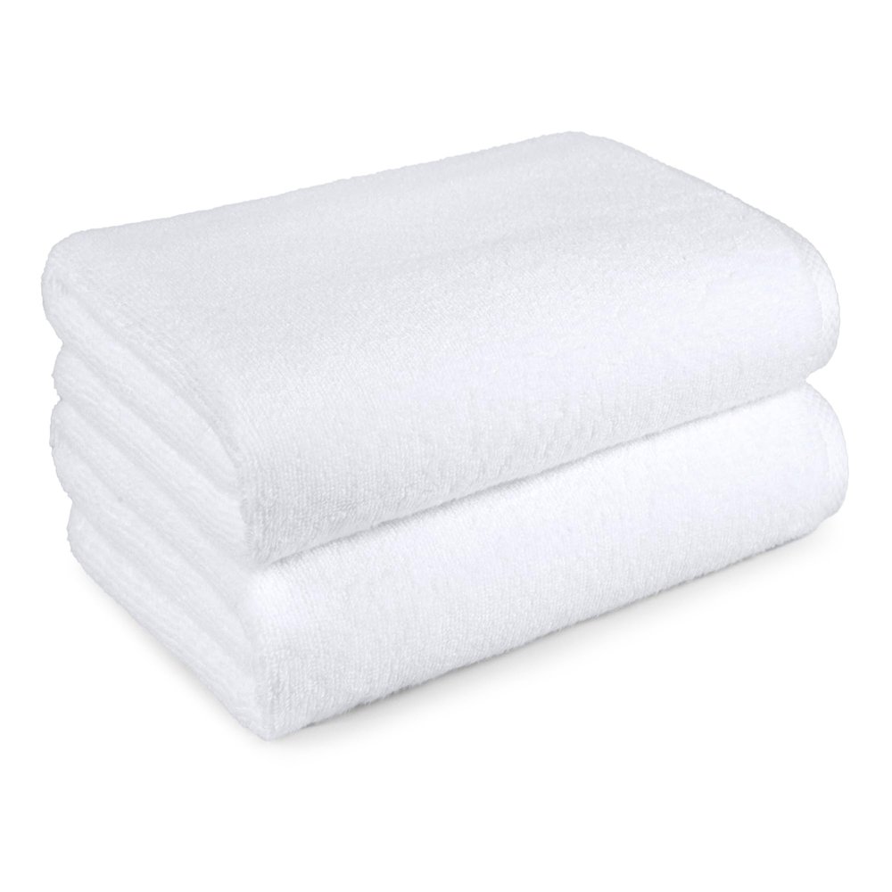 Amazon Basics 2-Piece Quick-Dry Oversize Bath Towel, 100% Cotton, 62" x 30", White