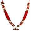 Craftsofindia Red and White Large Reusable Satin Ribbon Floral Garland Haar Mala for God Idol, Photo Frame Decorated with Motifs view 1