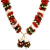 Craftsofindia Red and White Large Reusable Satin Ribbon Floral Garland Haar Mala for God Idol, Photo Frame Decorated with Motifs view 2