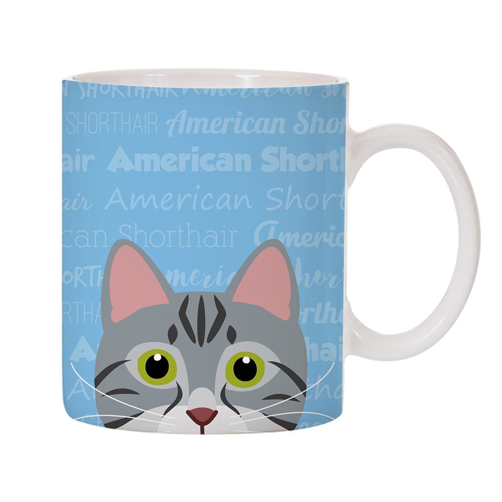 Adorable Cat Breed Design 11oz Ceramic Coffee Mug (American Shorthair)