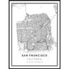 San Francisco map poster print | Modern black and white wall art | Scandinavian home decor | California City prints artwork | Fine art posters 20x30 view 1