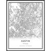 Austin map poster print | Modern black and white wall art | Scandinavian home decor | Texas City prints artwork | Fine art posters 20x30 view 1