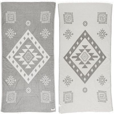 Bersuse 100% Cotton Veracrus Turkish Towel Beach Towel Bath Towel Dual Layer Peshtemal Beach Blanket Beach Essentials - 37x70 Inches, Silver Gray (Set of 6)