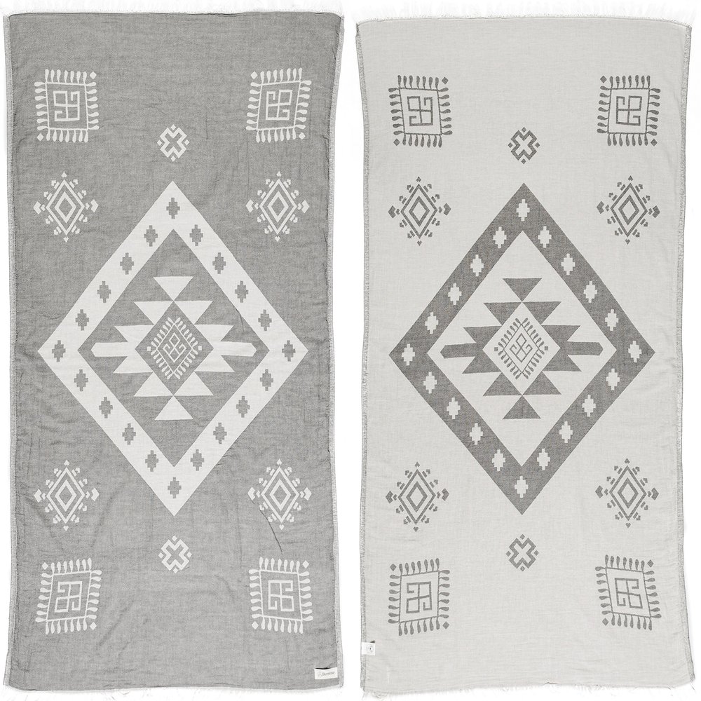 Bersuse 100% Cotton Veracrus Turkish Towel Beach Towel Bath Towel Dual Layer Peshtemal Beach Blanket Beach Essentials - 37x70 Inches, Silver Gray (Set of 6)