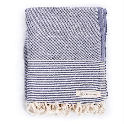 Bersuse 100% Cotton Biarritz Turkish Towel - 37x70 Inches, Dark Blue (Set of 6)