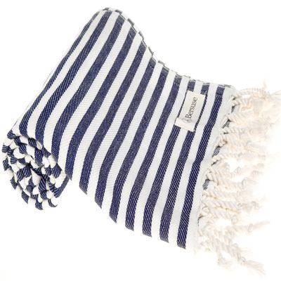 Bersuse Beach Towels Peshtemal Turkish Towels Malibu Premium Turkish Beach Towel - Peshtemal Beach Towel, 100% Cotton, Quick-Dry, Sand-Free, Lightweight Oeko-TEX - 37x70 Inches, Dark Blue (Set of 6)