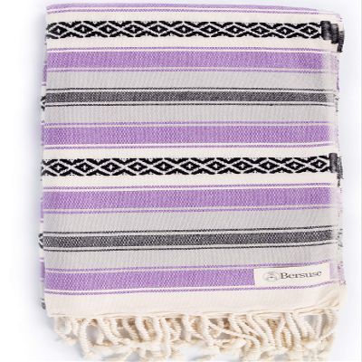 Bersuse Beach Towels Peshtemal Turkish Towels 100% Cotton Sanjose Turkish Towel - 35x71 Inches, Purple (Set of 3)