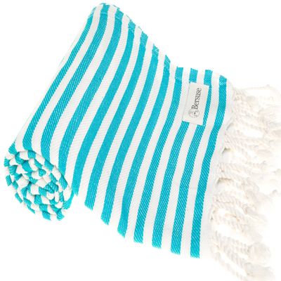 Bersuse Beach Towels Peshtemal Turkish Towels Malibu Premium Turkish Beach Towel - Peshtemal Beach Towel, 100% Cotton, Quick-Dry, Sand-Free, Lightweight Oeko-TEX - 37x70 Inches, Turquoise (Set of 6)