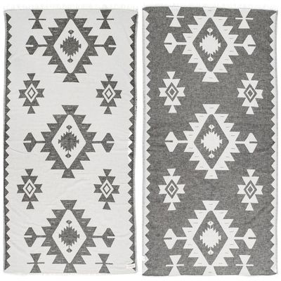 Bersuse 100% Cotton Palenque Turkish Towel Beach Towel Bath Towel Dual Layer Peshtemal Beach Blanket Beach Essentials - 37x70 Inches, Black (Set of 6)