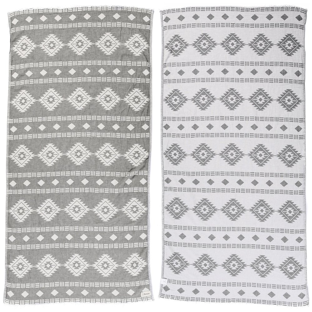 Bersuse 100% Cotton Belize Turkish Towel - 37x70 Inches, Silver Gray (Set of 6)