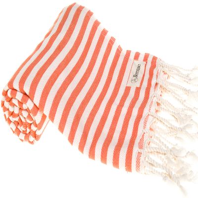 Bersuse Beach Towels Peshtemal Turkish Towels Malibu Premium Turkish Beach Towel - Peshtemal Beach Towel, 100% Cotton, Quick-Dry, Sand-Free, Lightweight Oeko-TEX - 37x70 Inches, Orange (Set of 6)