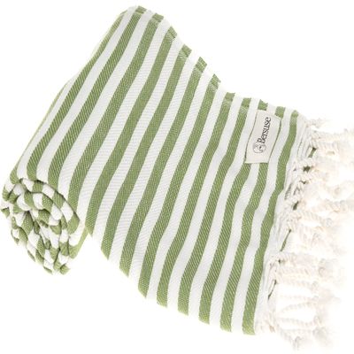 Bersuse Beach Towels Peshtemal Turkish Towels Malibu Premium Turkish Beach Towel - Peshtemal Beach Towel, 100% Cotton, Quick-Dry, Sand-Free, Lightweight OEKO-TEX - 37x70 Inches, Olive Green (Set of 6)