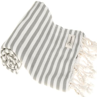 Bersuse Beach Towels Peshtemal Turkish Towels Malibu Premium Turkish Beach Towel - Peshtemal Beach Towel, 100% Cotton, Quick-Dry, Sand-Free, Lightweight OEKO-TEX - 37x70 Inches, Silver Gray (Set of 6)