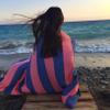 Bersuse Beach Towels Peshtemal Turkish Towels Cayman Premium Turkish Beach Towel - Peshtemal Beach Towel, 100% Cotton, Quick-Dry, Sand-Free, Lightweight, Dark Blue/Orange (Set of 6) view 2
