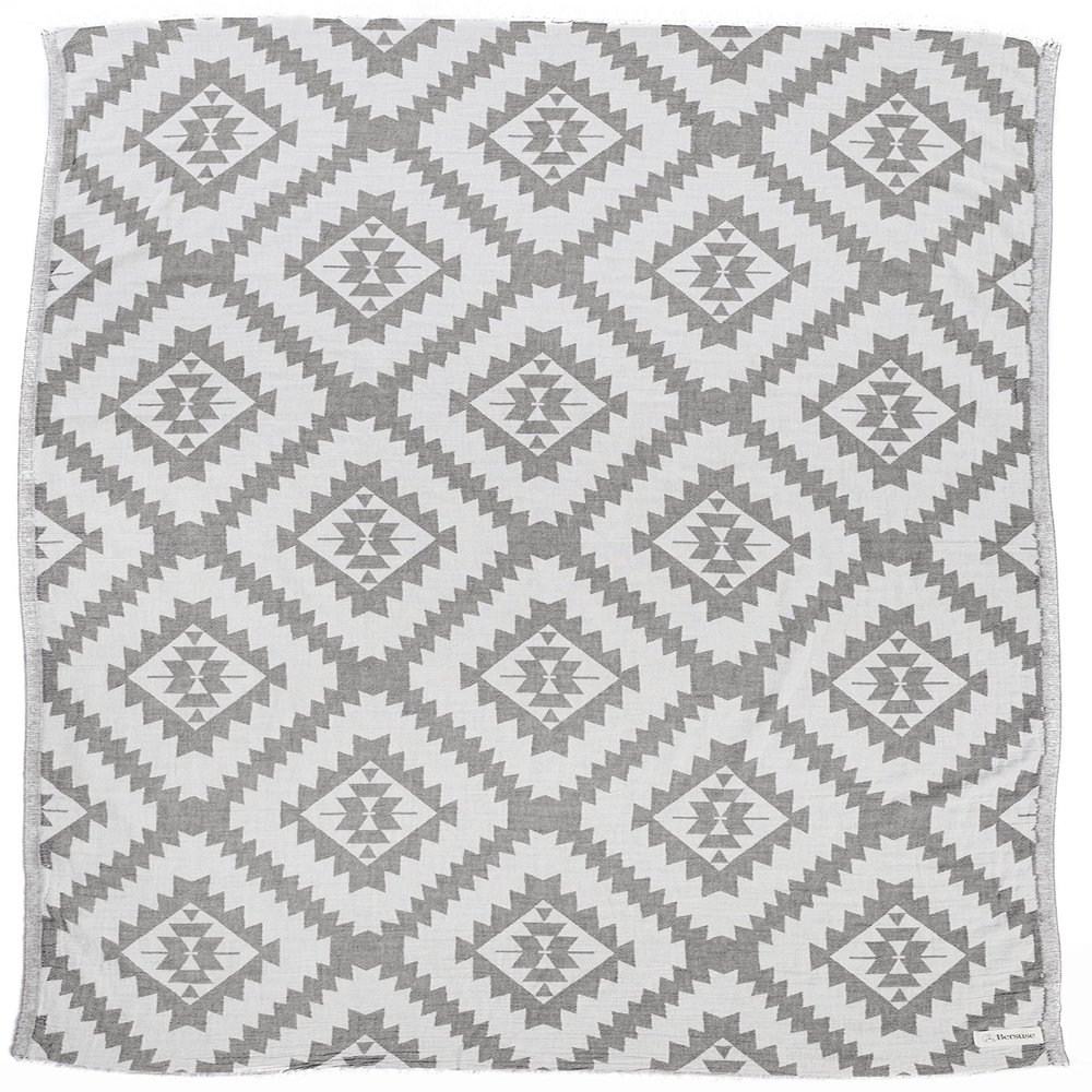 Bersuse 100% Cotton Zipolite Turkish Towel Beach Towel Bath Towel Dual Layer Peshtemal Beach Blanket Beach Essentials - 37x70 Inches, Silver Gray (Set of 6)