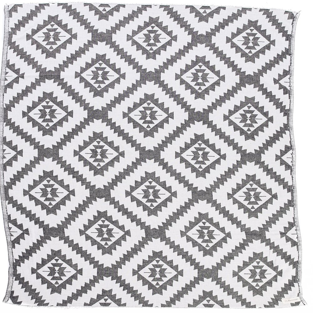 Bersuse 100% Cotton Zipolite Turkish Towel Beach Towel Bath Towel Dual Layer Peshtemal Beach Blanket Beach Essentials - 37x70 Inches, Black (Set of 6)