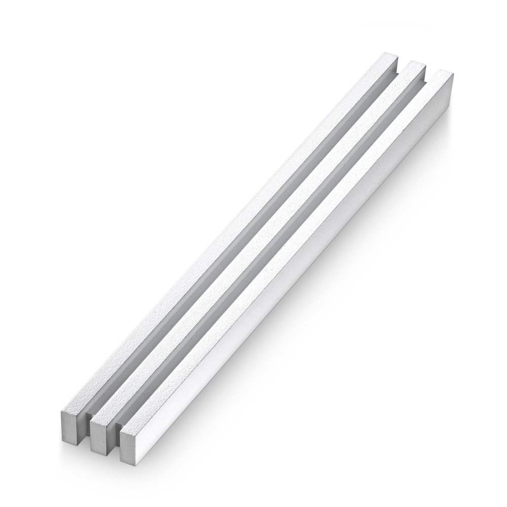 Adi Sidler Mezuzah Case Vertical Laser Cut Channels Brushed Aluminum - White, 9.3"