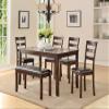 Benjara Rubber Wood Dining Set, Brown view 1