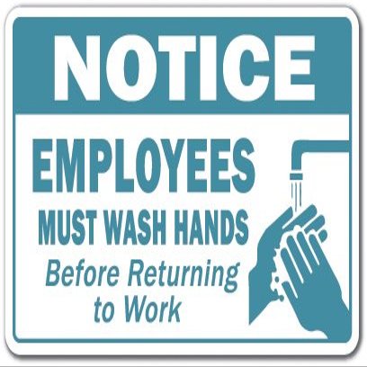 Notice Employees Must Wash Hands Novelty Sign | Indoor/Outdoor | Funny Home Dcor for Garages, Living Rooms, Bedroom, Offices | SignMission Hygene Workplace Business Sign Wall Plaque Decoration