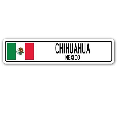 Chihuahua, Mexico Street Sign Mexican Flag City Country Road Wall Gift
