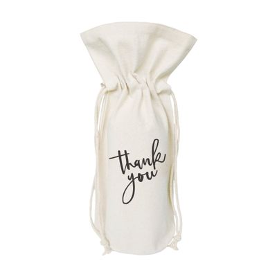 The Cotton & Canvas Co. Thank You Wine Bag, Bottle Cover, Bridal Party Gift and Wedding Gift Bag