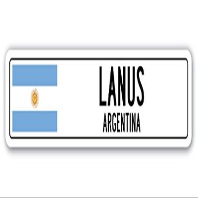 LANUS, Argentina Street Sign Argentinian Flag City Country Road Wall Gift
