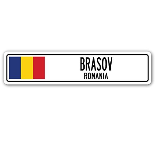Brasov, Romania Street Sign Romanian Flag City Country Road Wall Gift