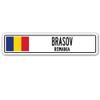Brasov, Romania Street Sign Romanian Flag City Country Road Wall Gift view 1